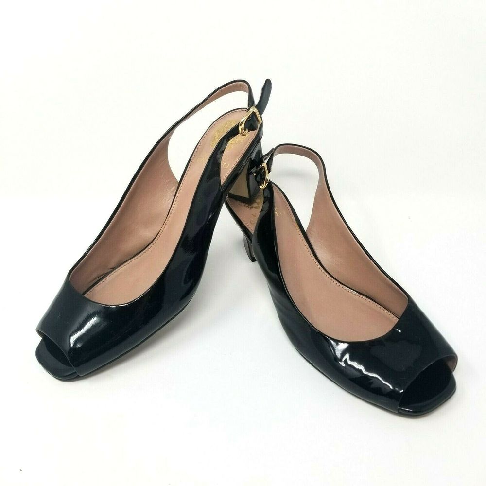 Vince Camuto Leather Slingback Open Toe Heels